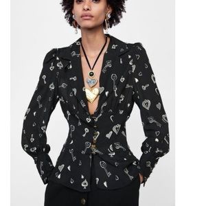 ZARA Studio black heart key shirt